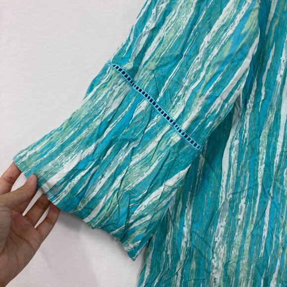 Gloria Vanderbilt size XXL Blue Abstract Split Neck Ultra Soft Comfy Popover Top - Picture 4 of 9